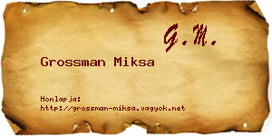 Grossman Miksa névjegykártya